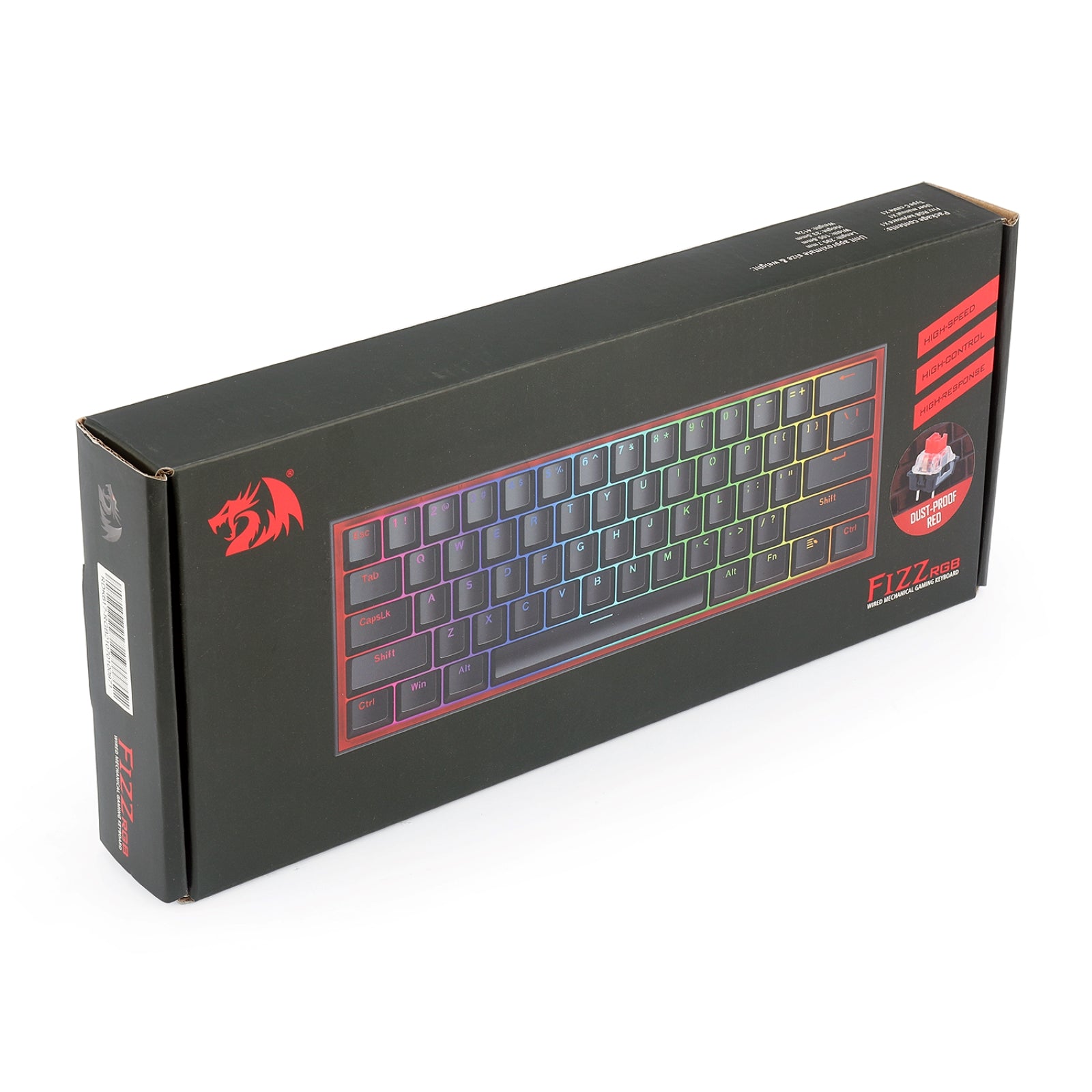 Redragon K617 Fizz 60% Wired RGB Gaming Keyboard, 61 Keys Hot-Swap Compact Mechanical Keyboard w/ 16.8M RGB Backlight, Red Inner Design, Programmable Linear Red Switch, Pro Software