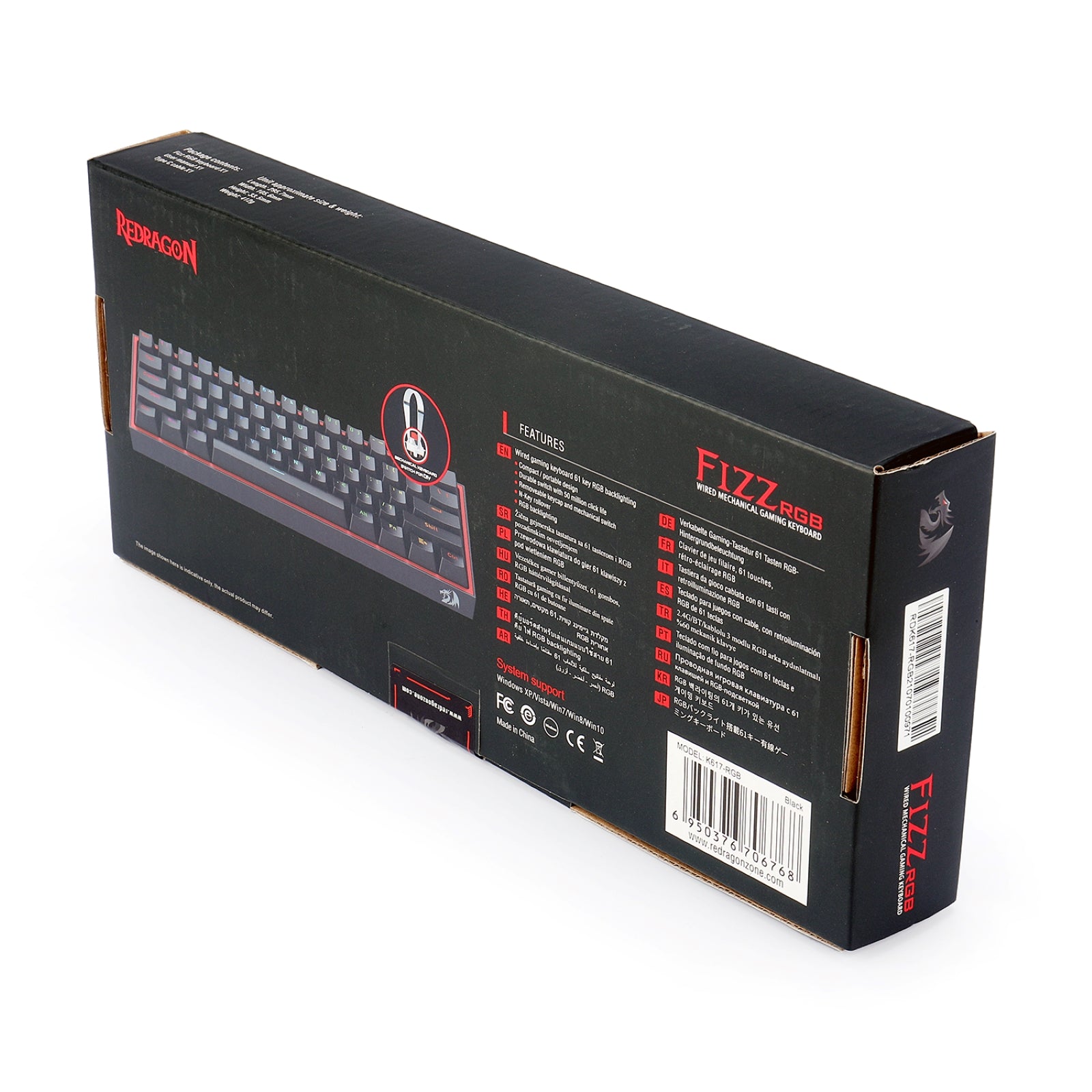 Redragon K617 Fizz 60% Bekabeld RGB-gamingtoetsenbord, 61 toetsen, compact mechanisch toetsenbord, lineaire rode schakelaar, Pro-software ondersteund, met witte en grijze toetsendoppen Redragon K617 Fizz 60% Bekabeld RGB-gamingtoetsenbord, 61 toetsen, compact mechanisch toetsenbord, lineaire rode schakelaar, Pro-software ondersteund, met witte en grijze toetsendoppen