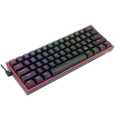 Redragon K617 Fizz 60% Wired RGB Gaming Keyboard, 61 Keys Hot-Swap Compact Mechanical Keyboard w/ 16.8M RGB Backlight, Red Inner Design, Programmable Linear Red Switch, Pro Software