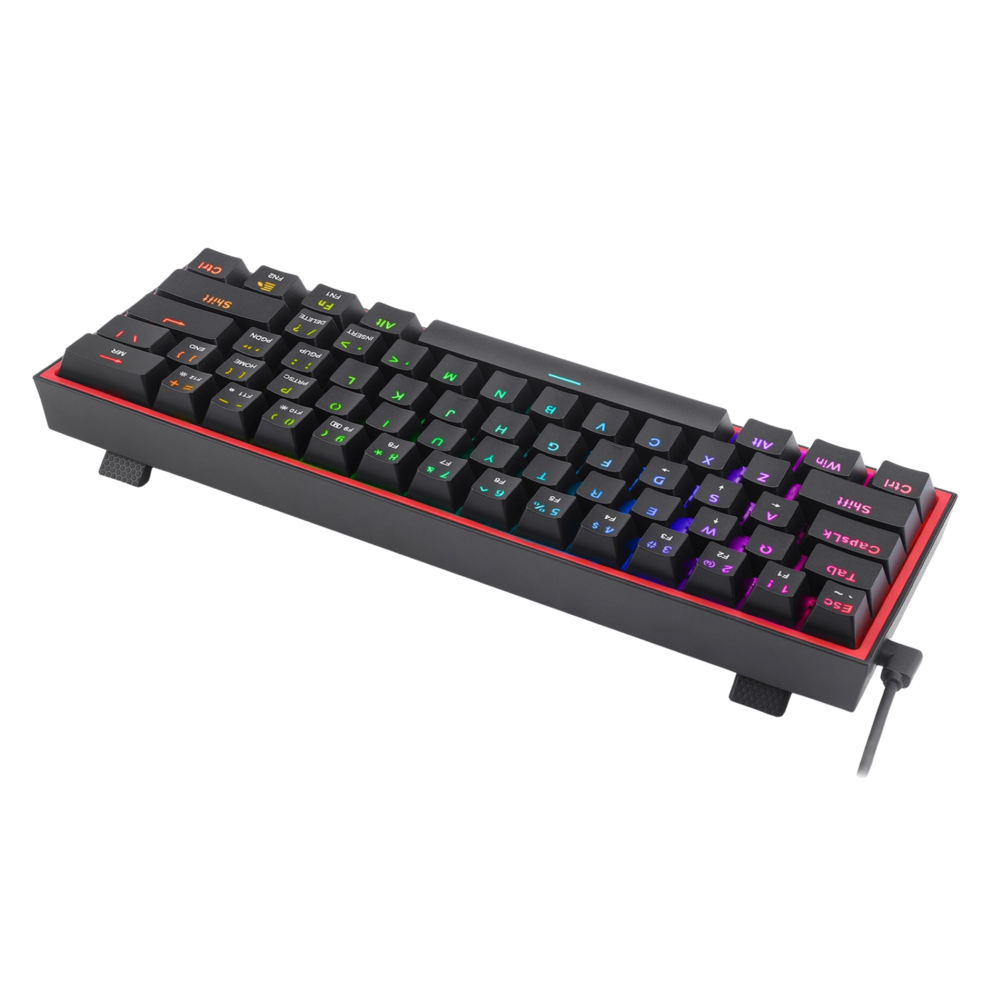Redragon K617 Fizz 60% Wired RGB Gaming Keyboard, 61 Keys Hot-Swap Compact Mechanical Keyboard w/ 16.8M RGB Backlight, Red Inner Design, Programmable Linear Red Switch, Pro Software
