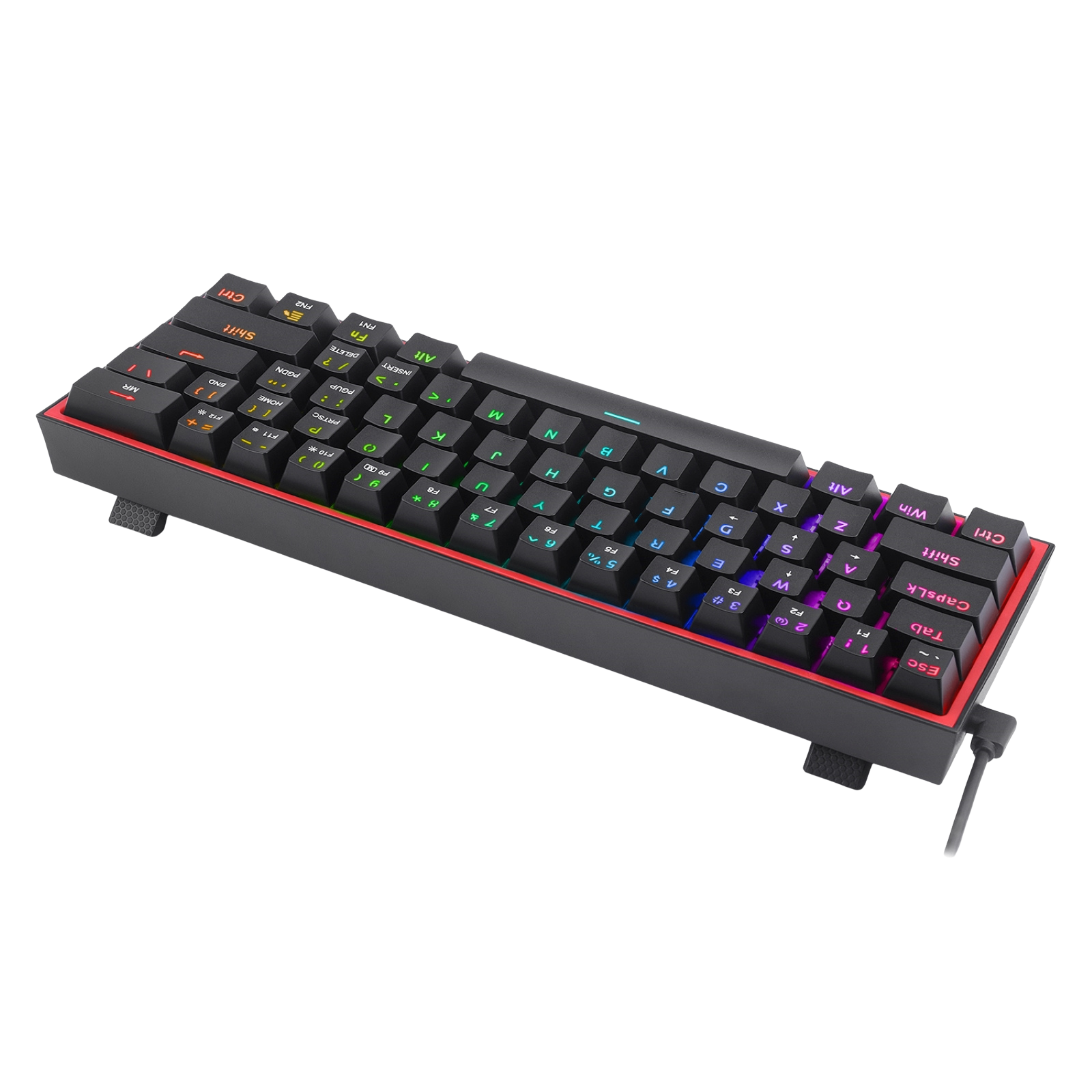 Redragon K617 Fizz 60% Wired RGB Gaming Keyboard, 61 Keys Hot-Swap Compact Mechanical Keyboard w/ 16.8M RGB Backlight, Red Inner Design, Programmable Linear Red Switch, Pro Software