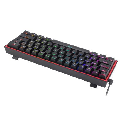 Redragon K617 Fizz 60% Wired RGB Gaming Keyboard, 61 Keys Hot-Swap Compact Mechanical Keyboard w/ 16.8M RGB Backlight, Red Inner Design, Programmable Linear Red Switch, Pro Software
