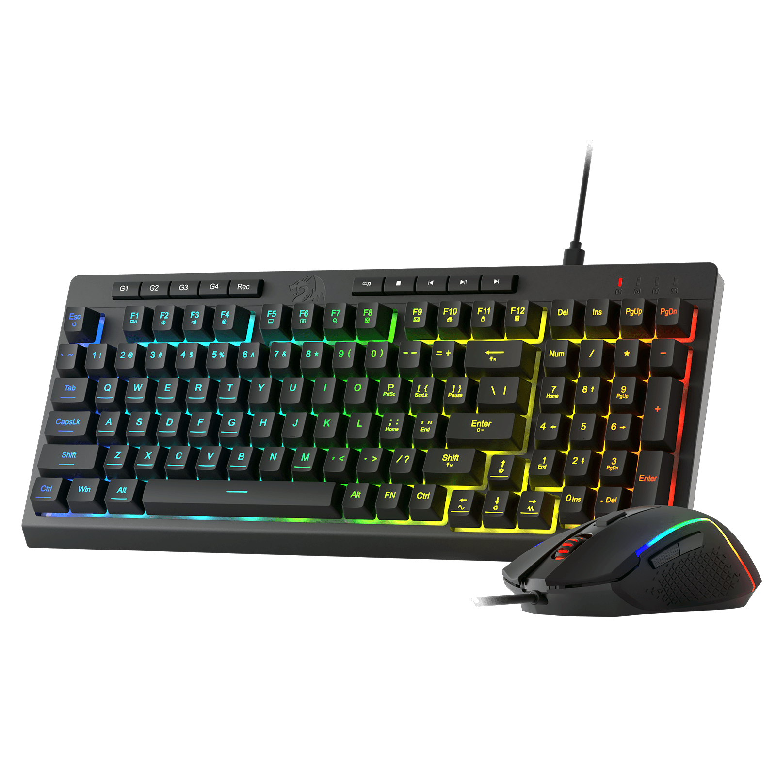 Redragon S141 Gaming Keyboard & Mouse Combo, 98 Keys K515 Wired RGB Membrane Keyboard and 10000 DPI Wired M616 Gaming Mouse Bundle