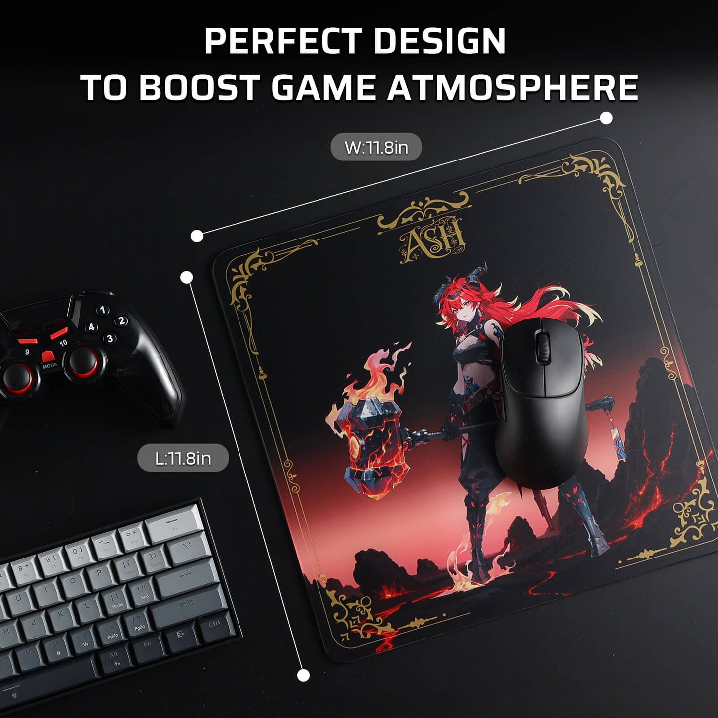 LTC Glass Mouse Pad - Ultra-Smooth Precision Surface with Non-Slip Base, Easy to Clean, Hard Mousepad for Gaming - 11.8 x 11.8 x 0.15 inches 