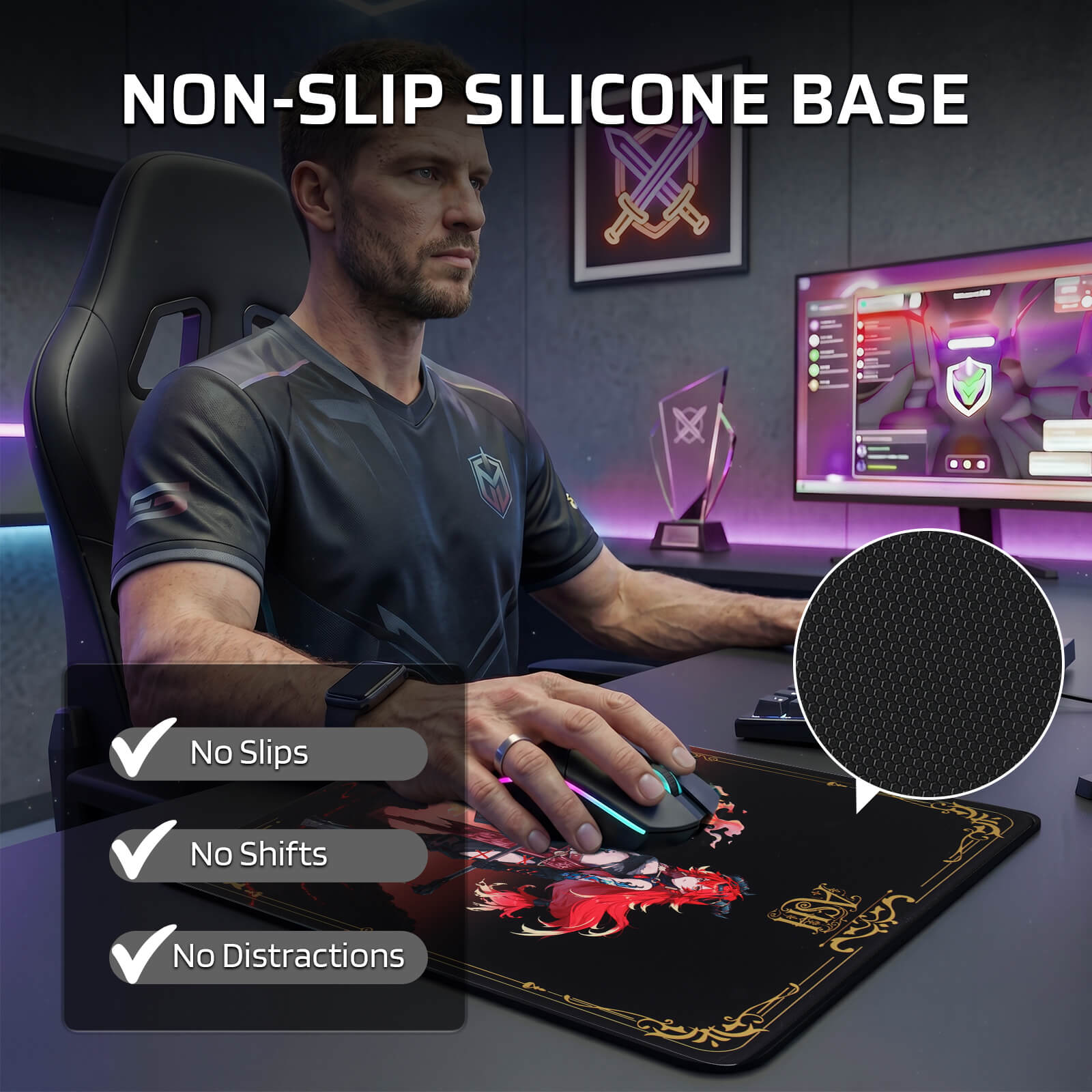 LTC Glass Mouse Pad - Ultra-Smooth Precision Surface with Non-Slip Base, Easy to Clean, Hard Mousepad for Gaming - 11.8 x 11.8 x 0.15 inches 