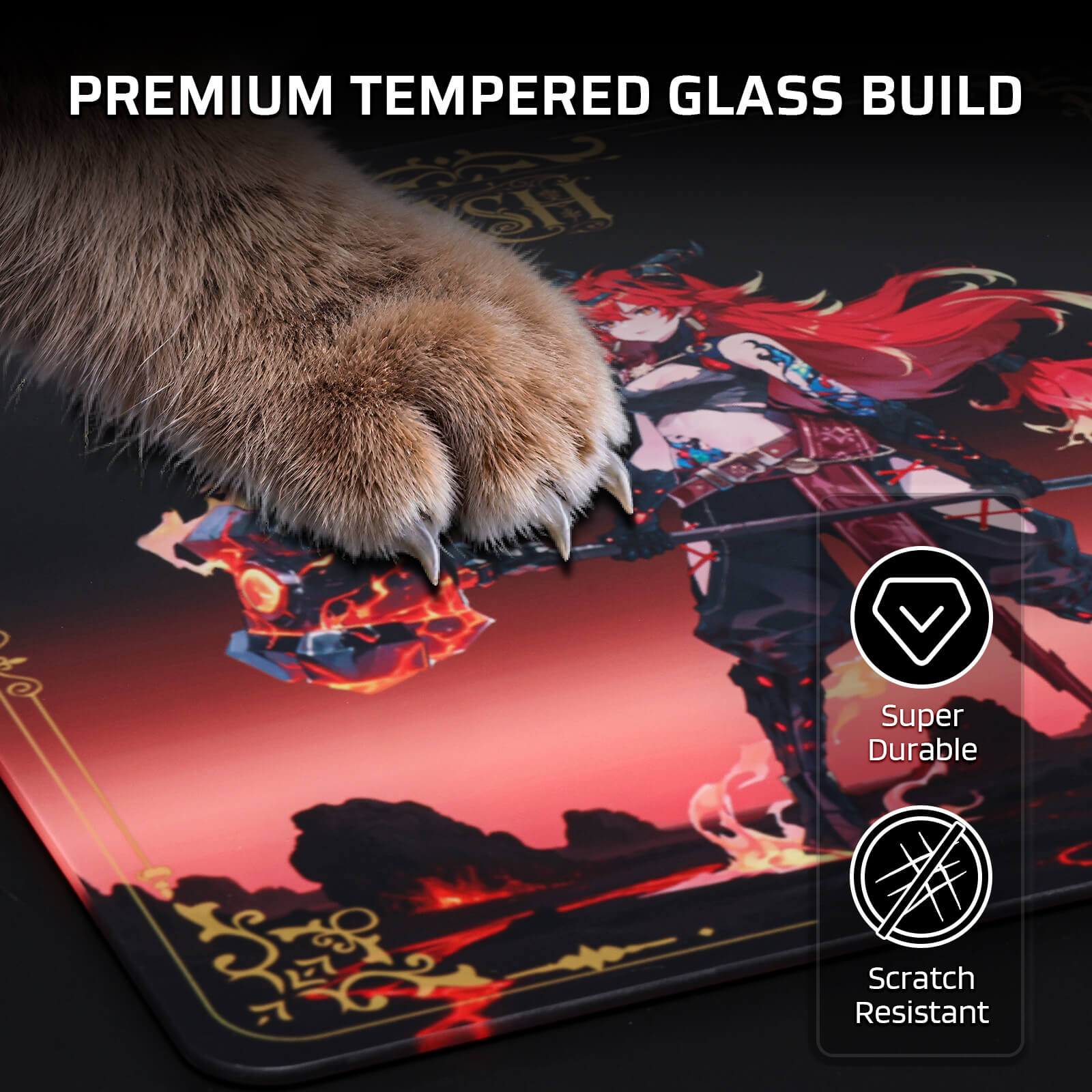 LTC Glass Mouse Pad - Ultra-Smooth Precision Surface with Non-Slip Base, Easy to Clean, Hard Mousepad for Gaming - 11.8 x 11.8 x 0.15 inches 
