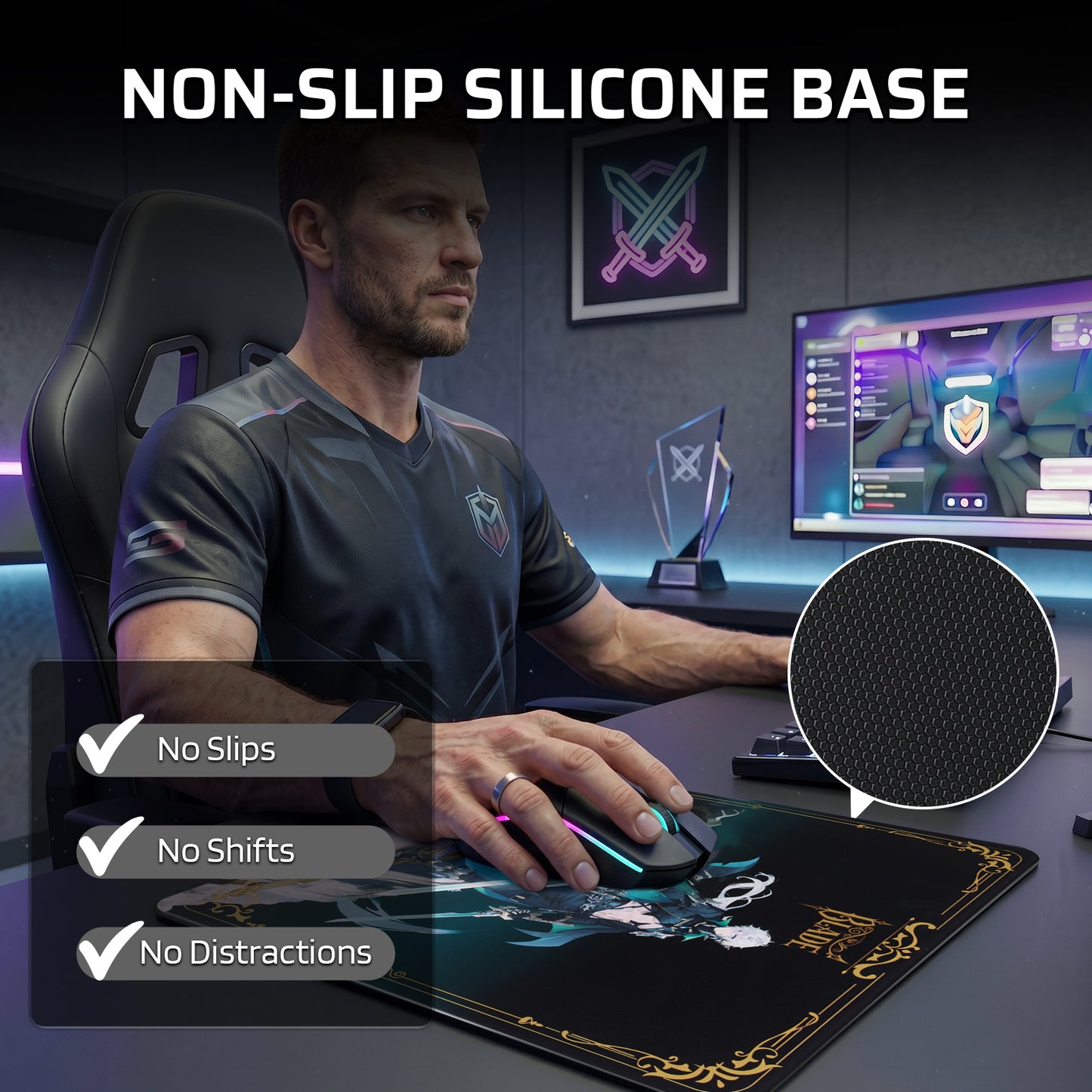 LTC Glass Mouse Pad - Ultra-Smooth Precision Surface with Non-Slip Base, Easy to Clean, Hard Mousepad for Gaming - 11.8 x 11.8 x 0.15 inches 