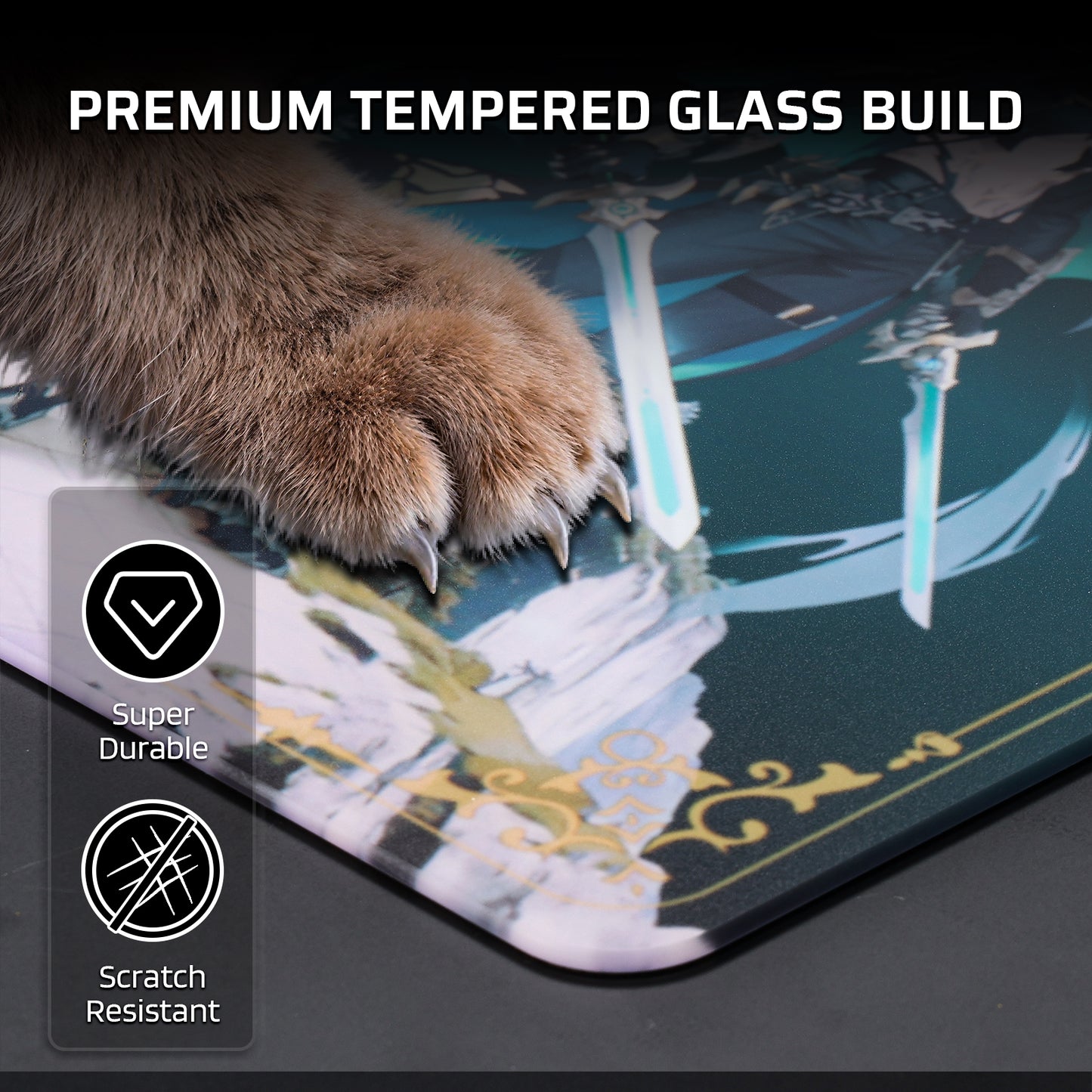 LTC Glass Mouse Pad - Ultra-Smooth Precision Surface with Non-Slip Base, Easy to Clean, Hard Mousepad for Gaming - 11.8 x 11.8 x 0.15 inches 