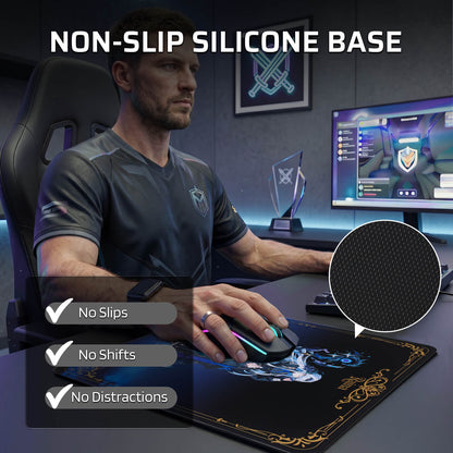 LTC Glass Mouse Pad - Ultra-Smooth Precision Surface with Non-Slip Base, Easy to Clean, Hard Mousepad for Gaming - 11.8 x 11.8 x 0.15 inches 
