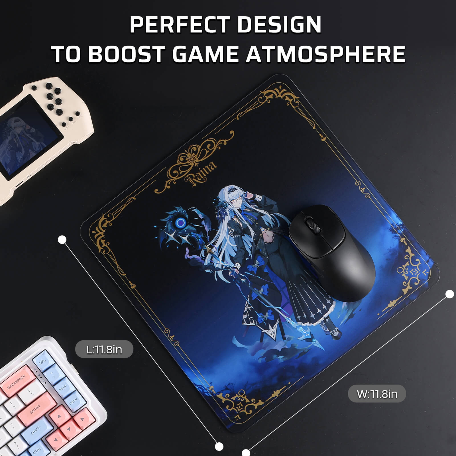 LTC Glass Mouse Pad - Ultra-Smooth Precision Surface with Non-Slip Base, Easy to Clean, Hard Mousepad for Gaming - 11.8 x 11.8 x 0.15 inches 