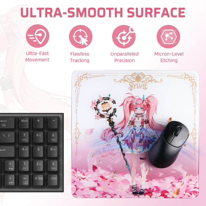 LTC Glass Mouse Pad - Ultra-Smooth Precision Surface with Non-Slip Base, Easy to Clean, Hard Mousepad for Gaming - 11.8 x 11.8 x 0.15 inches 