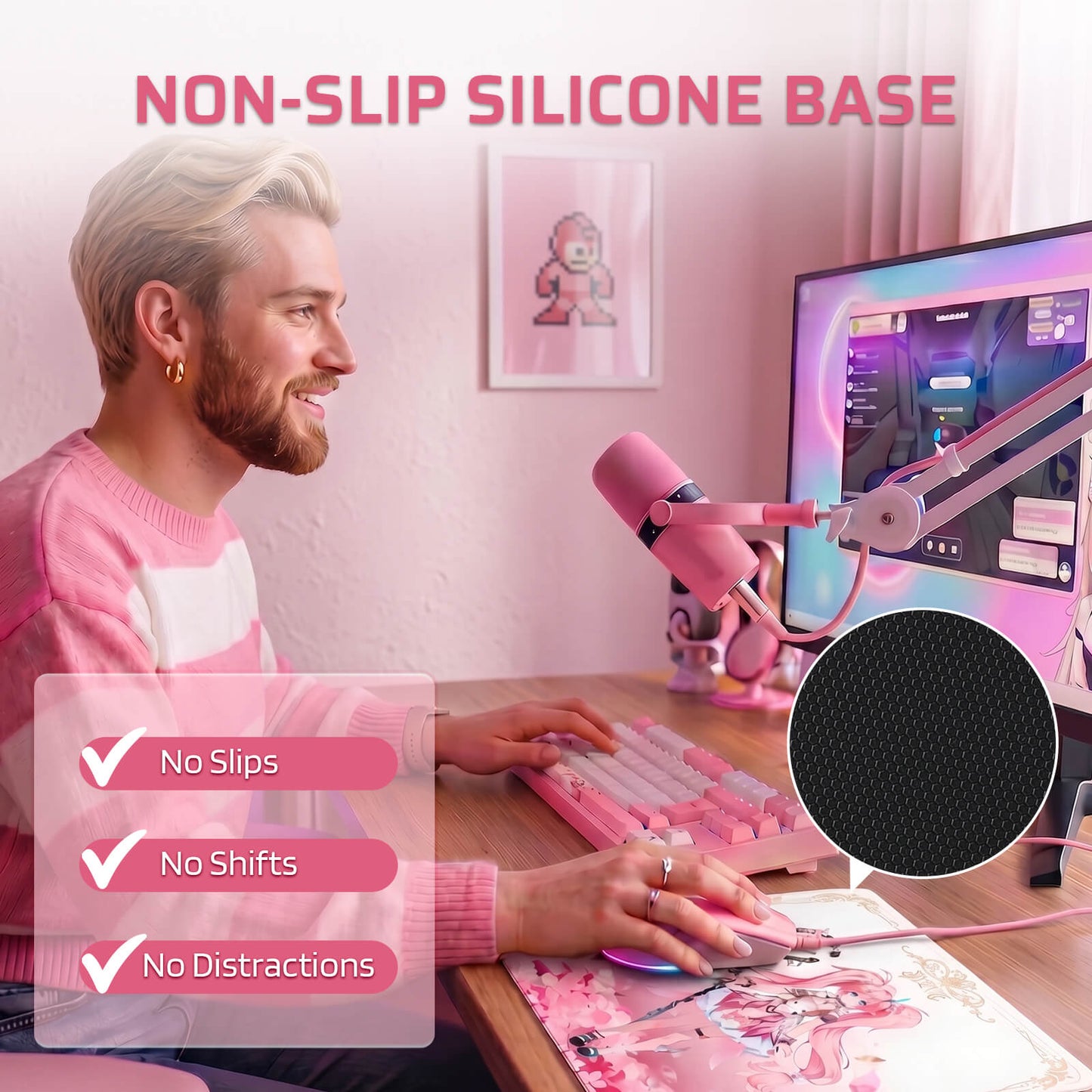 LTC Glass Mouse Pad - Ultra-Smooth Precision Surface with Non-Slip Base, Easy to Clean, Hard Mousepad for Gaming - 11.8 x 11.8 x 0.15 inches 
