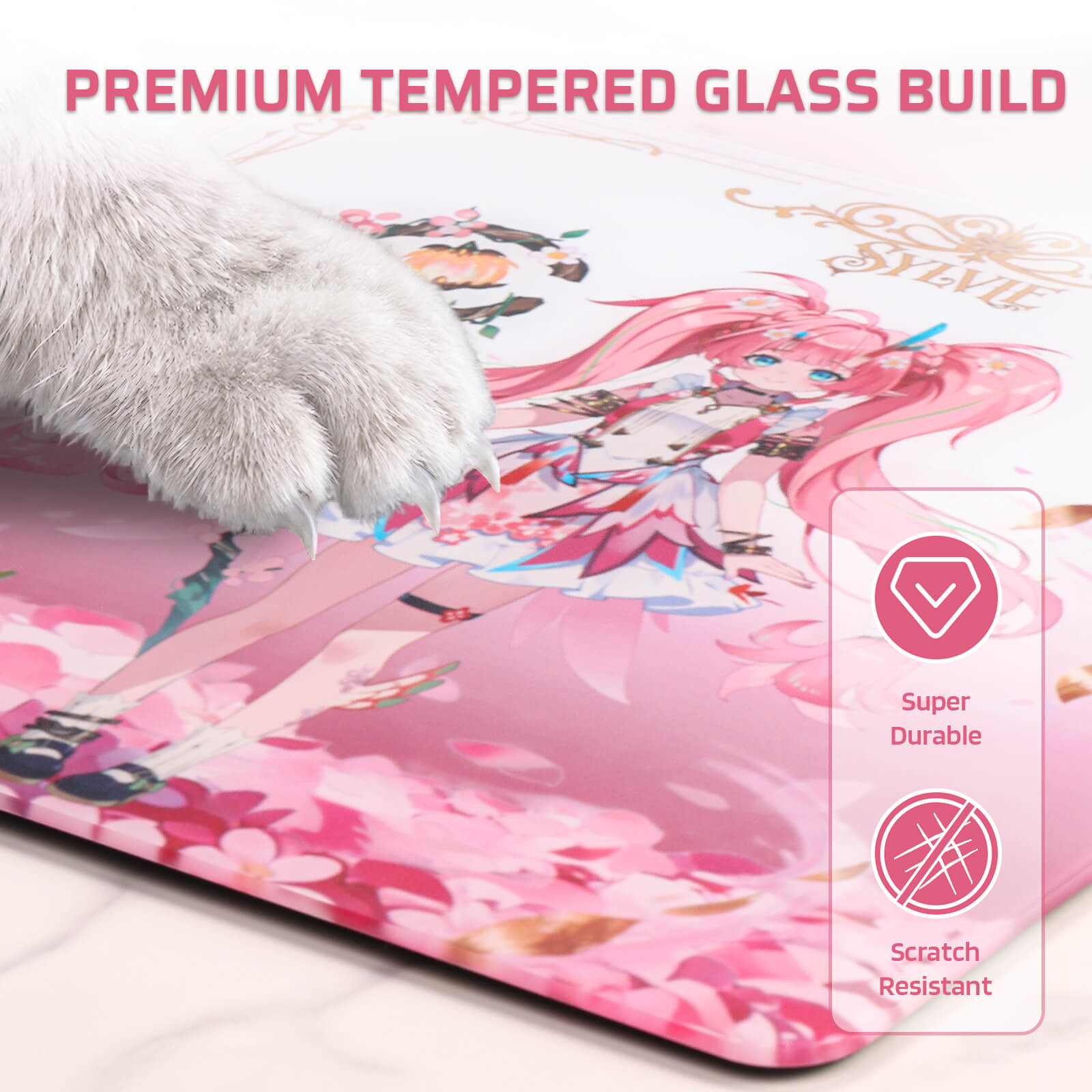 LTC Glass Mouse Pad - Ultra-Smooth Precision Surface with Non-Slip Base, Easy to Clean, Hard Mousepad for Gaming - 11.8 x 11.8 x 0.15 inches 