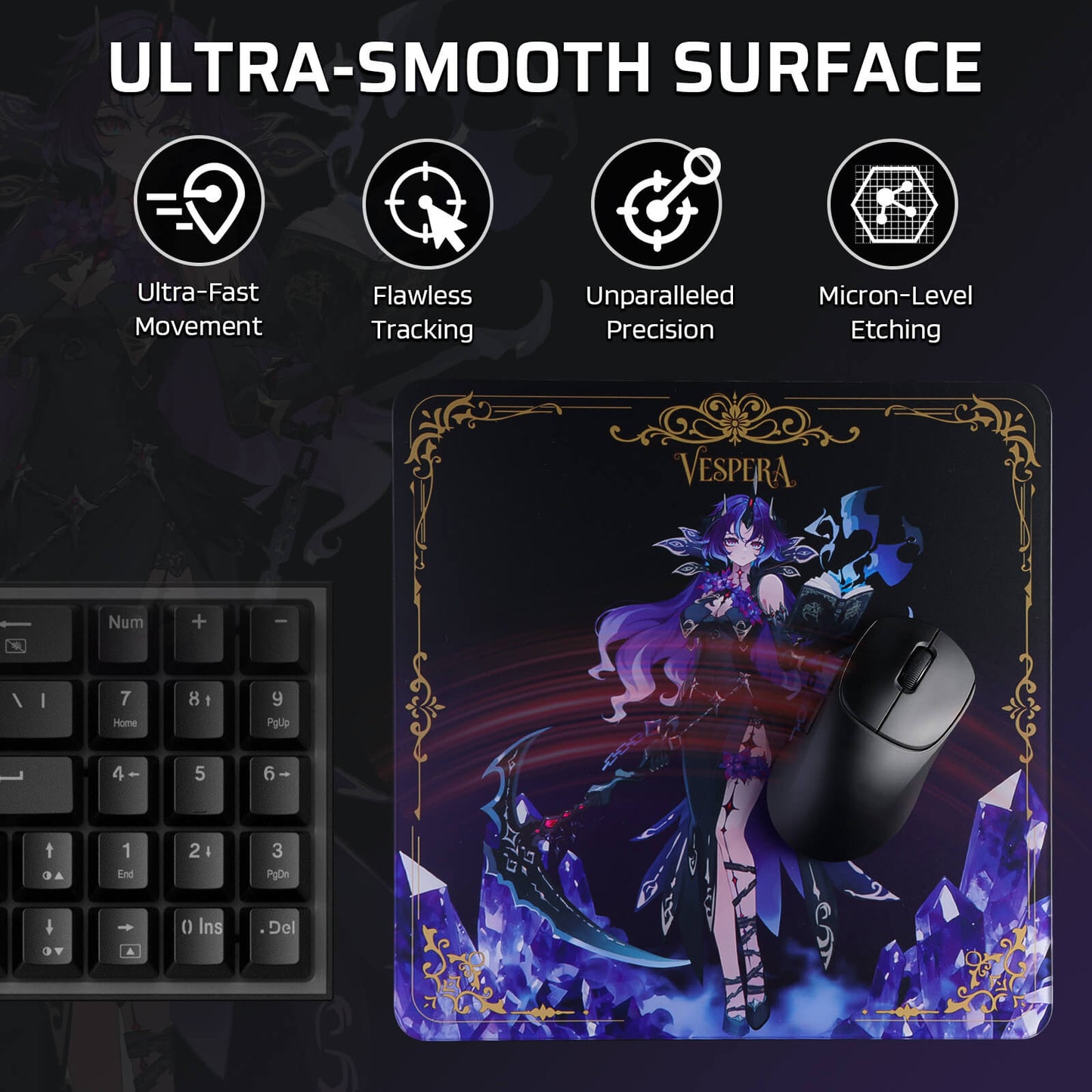 LTC Glass Mouse Pad - Ultra-Smooth Precision Surface with Non-Slip Base, Easy to Clean, Hard Mousepad for Gaming - 11.8 x 11.8 x 0.15 inches 