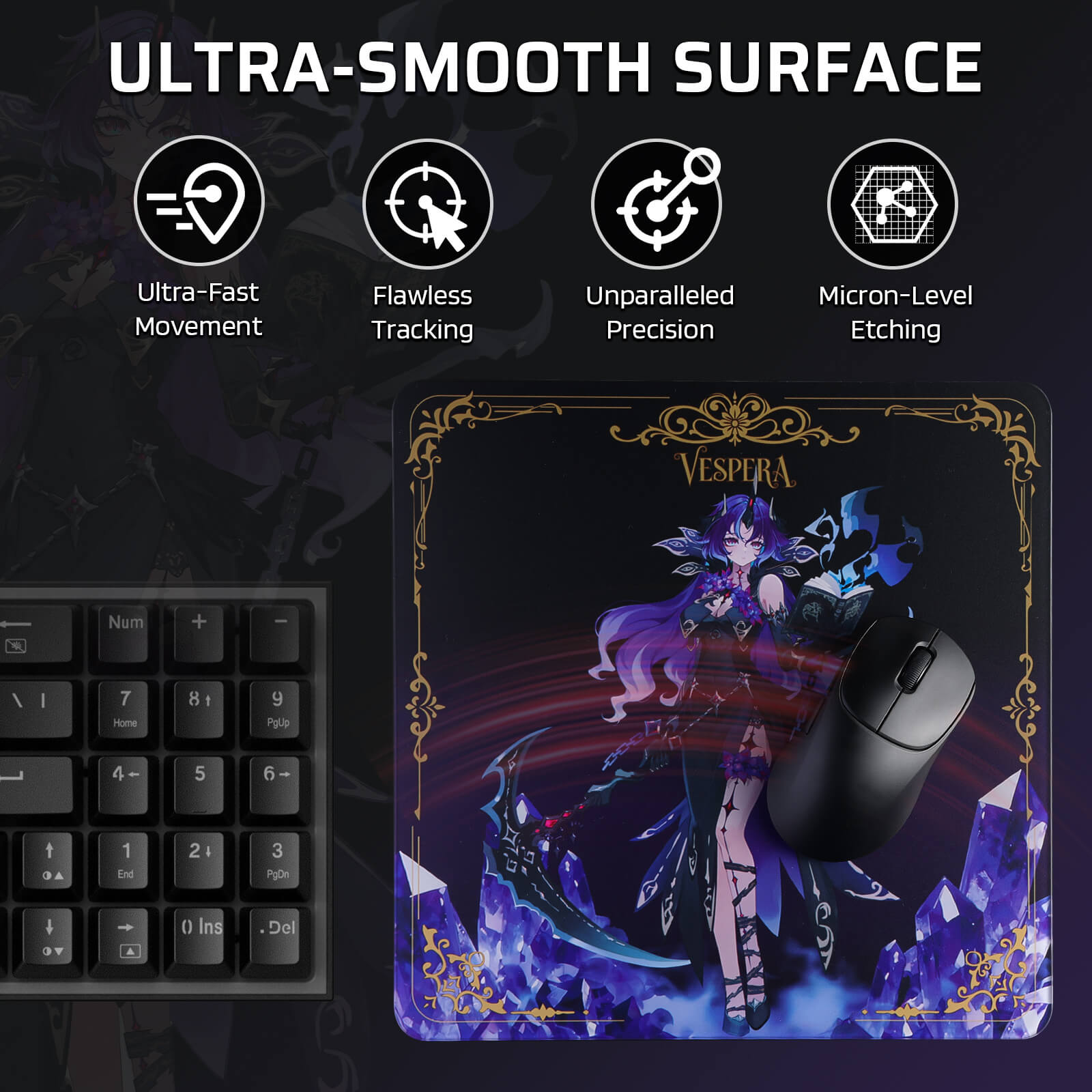 LTC Glass Mouse Pad - Ultra-Smooth Precision Surface with Non-Slip Base, Easy to Clean, Hard Mousepad for Gaming - 11.8 x 11.8 x 0.15 inches 