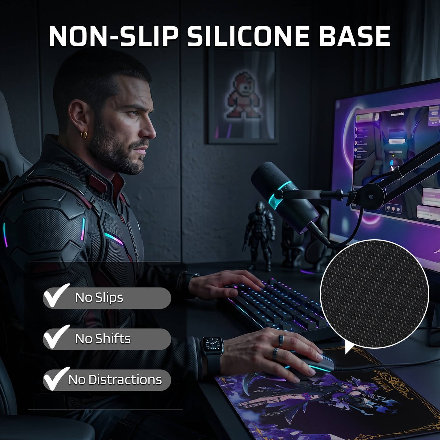 LTC Glass Mouse Pad - Ultra-Smooth Precision Surface with Non-Slip Base, Easy to Clean, Hard Mousepad for Gaming - 11.8 x 11.8 x 0.15 inches 