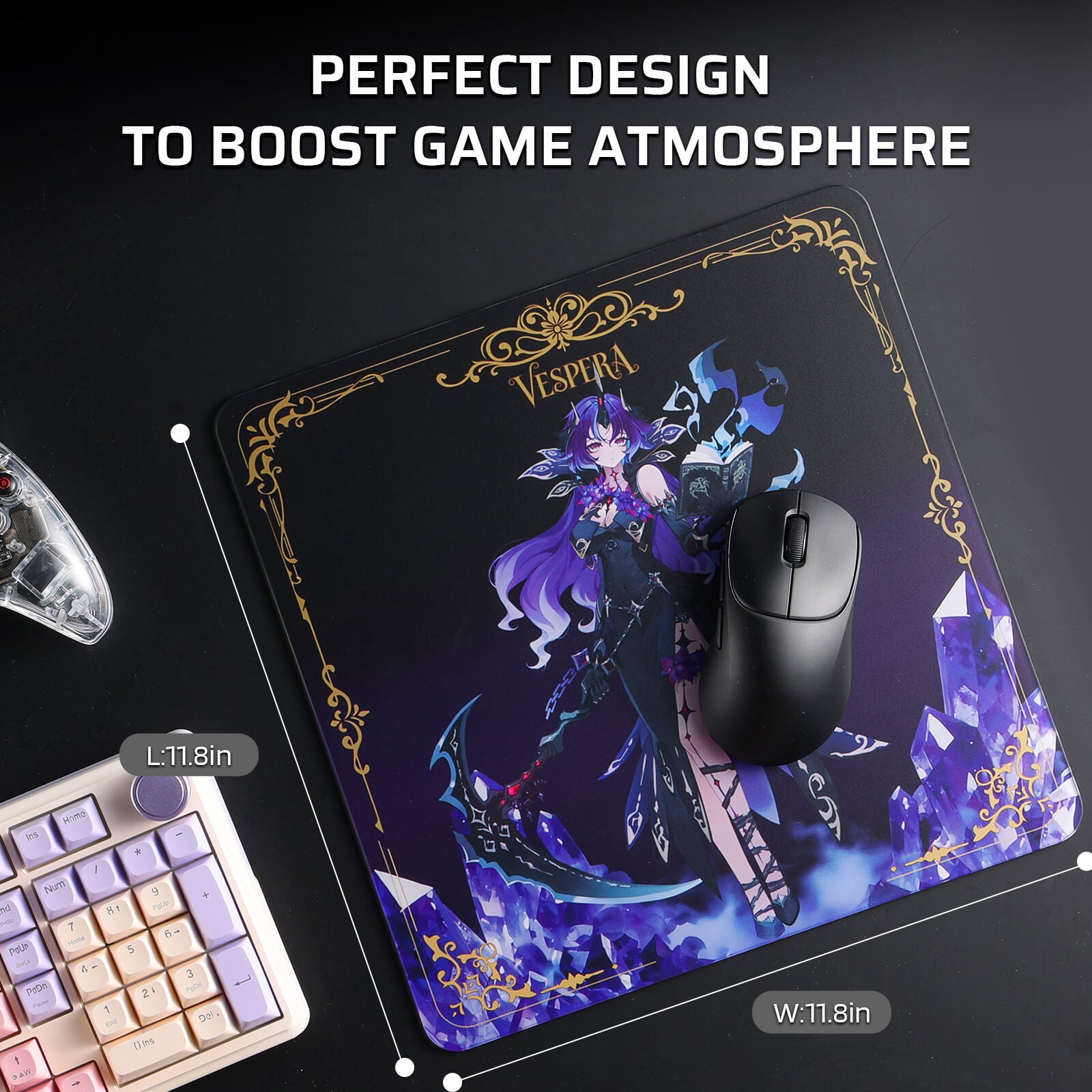 LTC Glass Mouse Pad - Ultra-Smooth Precision Surface with Non-Slip Base, Easy to Clean, Hard Mousepad for Gaming - 11.8 x 11.8 x 0.15 inches 