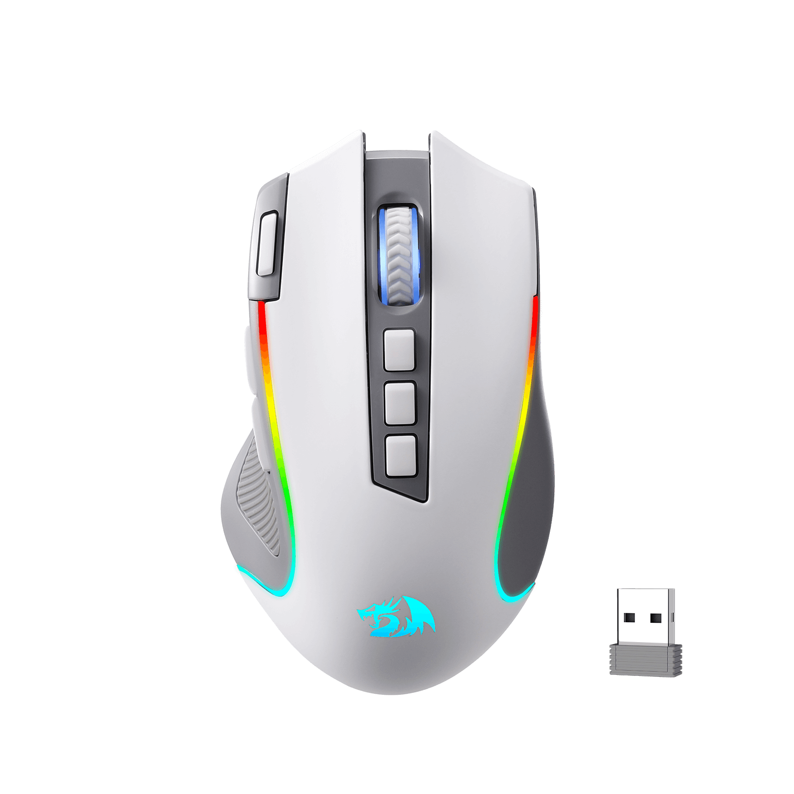 Redragon M612 PRO RGB Gaming Mouse, 8000 DPI Wired/Wireless Optical Gamer Mouse with 7 Programmable Buttons & 7 Backlit Modes, BT & 2.4G Wireless, Software Supports DIY Keybinds Rapid Fire Button| show