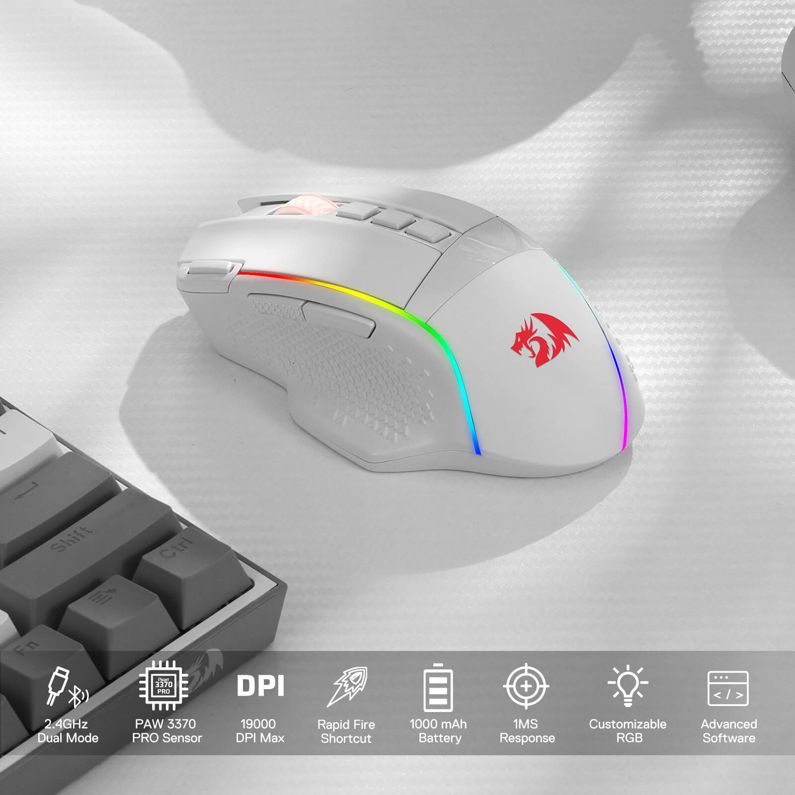 M991 Wireless FPS Gaming White Mouse