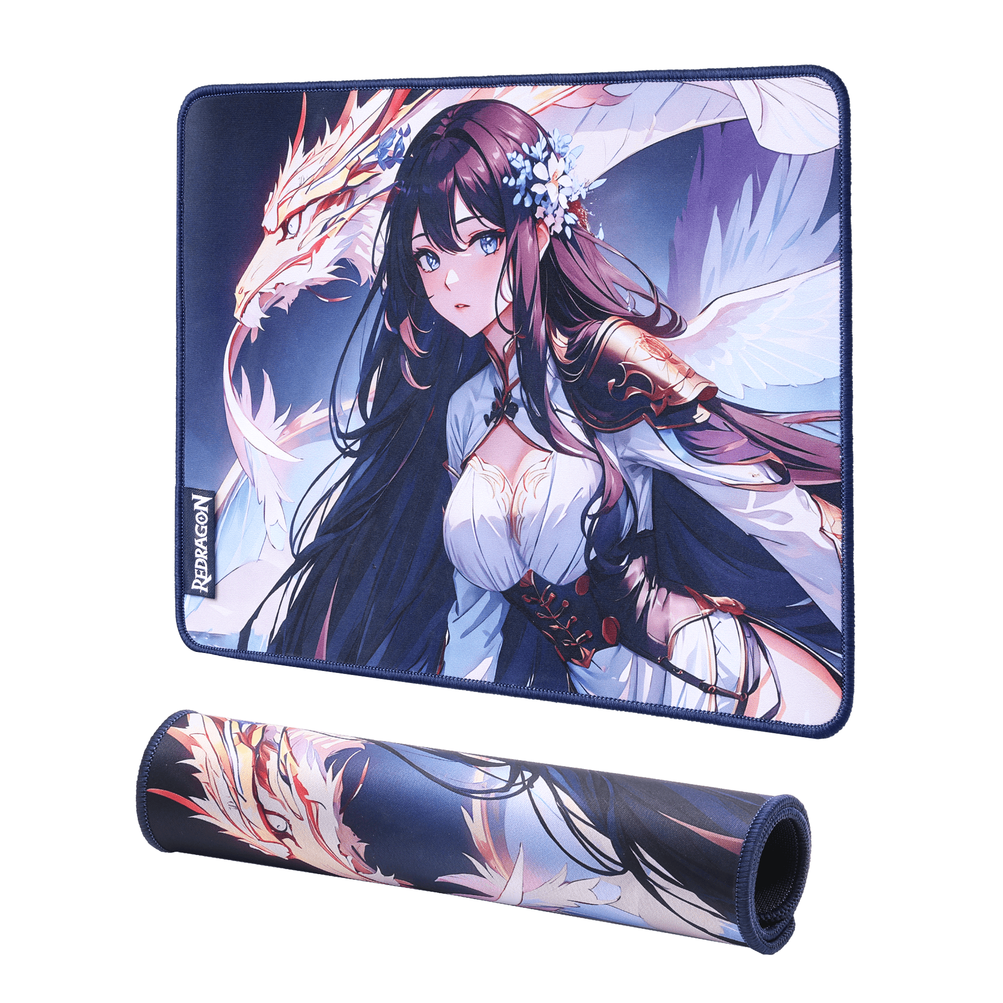 Redragon P046 Anime Blue Gaming Mouse Pad - Smooth Lycra Surface, Anti-Slip Rubber Base, Spill-Resistant, Durable 3mm Thick Design, Available in Small (13x10 in) & Large (35x16 in), Perfect for Gaming & Work