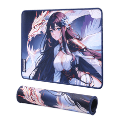 Redragon P046 Anime Blue Gaming Mouse Pad - Smooth Lycra Surface, Anti-Slip Rubber Base, Spill-Resistant, Durable 3mm Thick Design, Available in Small (13x10 in) & Large (35x16 in), Perfect for Gaming & Work