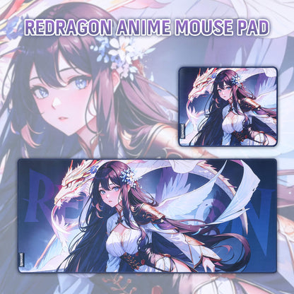 Redragon P046 Anime Blue Gaming Mouse Pad - Smooth Lycra Surface, Anti-Slip Rubber Base, Spill-Resistant, Durable 3mm Thick Design, Available in Small (13x10 in) & Large (35x16 in), Perfect for Gaming & Work