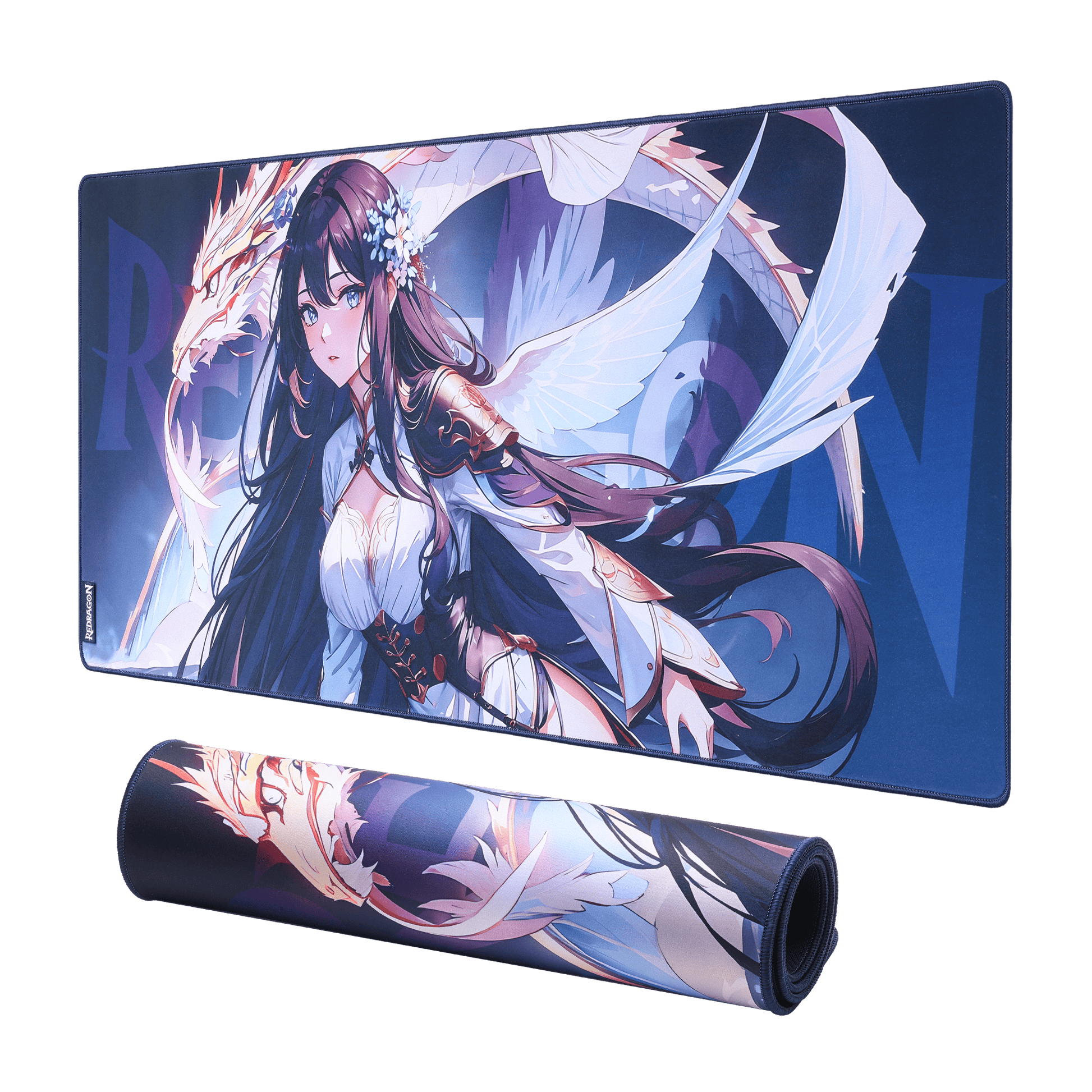 Redragon P046 Anime Blue Gaming Mouse Pad - Smooth Lycra Surface, Anti-Slip Rubber Base, Spill-Resistant, Durable 3mm Thick Design, Available in Small (13x10 in) & Large (35x16 in), Perfect for Gaming & Work