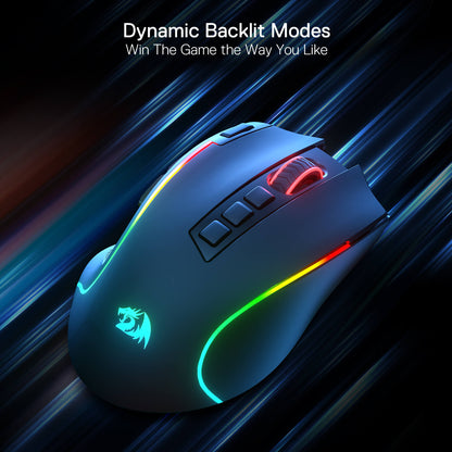 Redragon M612 PRO RGB Gaming Mouse, 8000 DPI Wired/Wireless Optical Gamer Mouse with 7 Programmable Buttons & 7 Backlit Modes, BT & 2.4G Wireless, Software Supports DIY Keybinds Rapid Fire Button