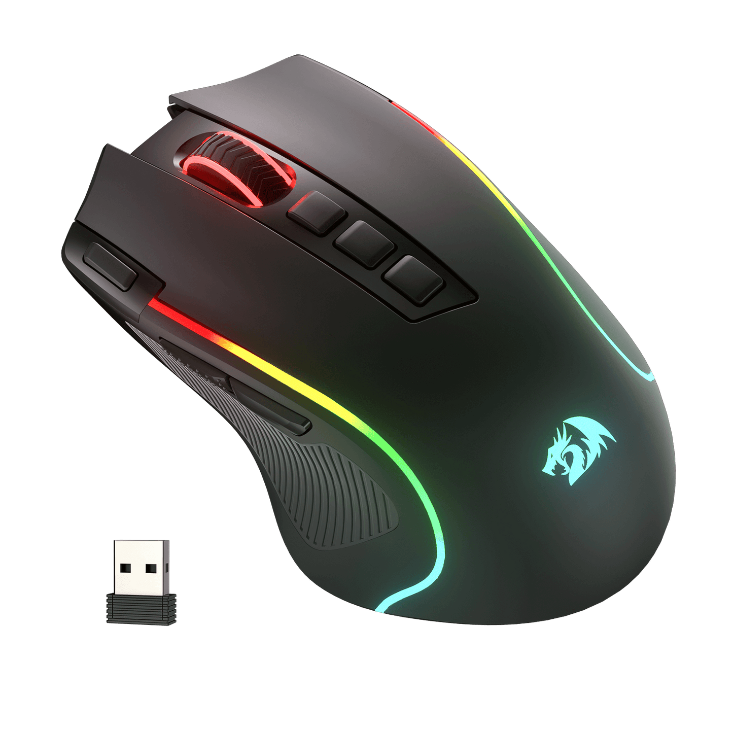 Redragon M612 PRO RGB Gaming Mouse, 8000 DPI Wired/Wireless Optical Gamer Mouse with 7 Programmable Buttons & 7 Backlit Modes, BT & 2.4G Wireless, Software Supports DIY Keybinds Rapid Fire Button