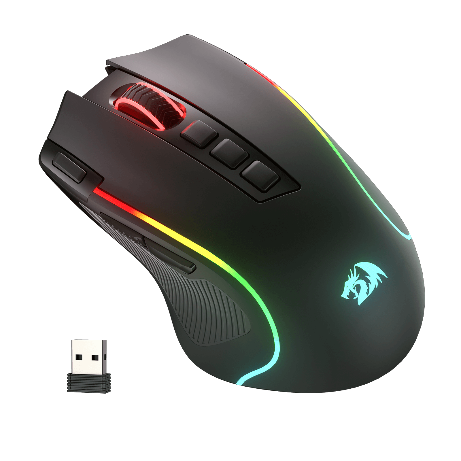 Redragon M612 PRO RGB Gaming Mouse, 8000 DPI Wired/Wireless Optical Gamer Mouse with 7 Programmable Buttons & 7 Backlit Modes, BT & 2.4G Wireless, Software Supports DIY Keybinds Rapid Fire Button