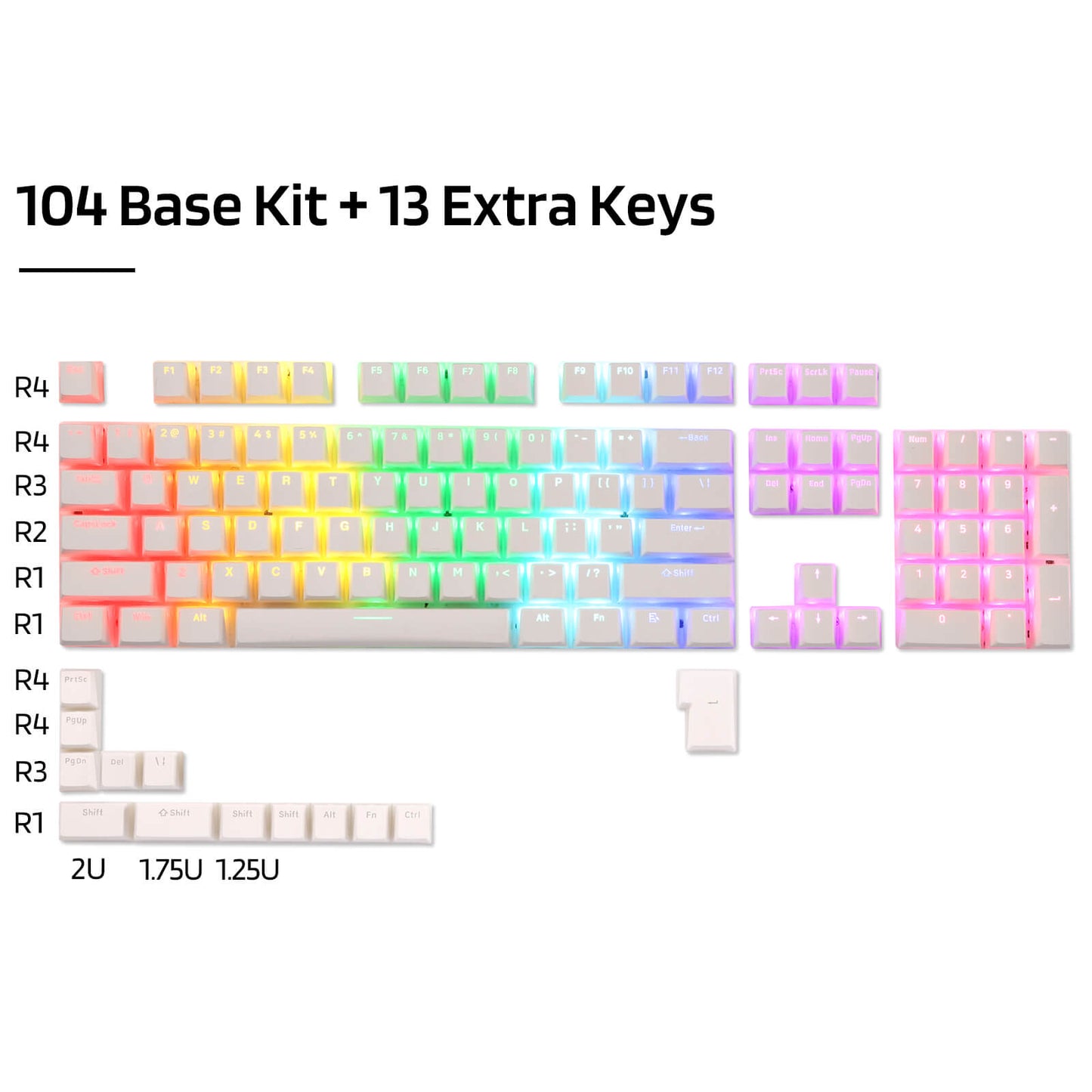 (Only Keycaps) Redragon X LTC 117-Key OEM Profile PBT Double Shot Keycaps Set