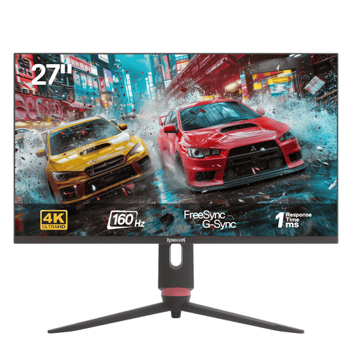 Redragon 27" 4K Flat Gaming Monitor - Mini-LED, UHD 3840x2560, 160Hz, 1ms Response Time, FreeSync Premium & G-Sync Compatibility, 105% NTSC, Tilt Adjustable, HDMI/DP/Type-C Compatible, VESA Wall Mount