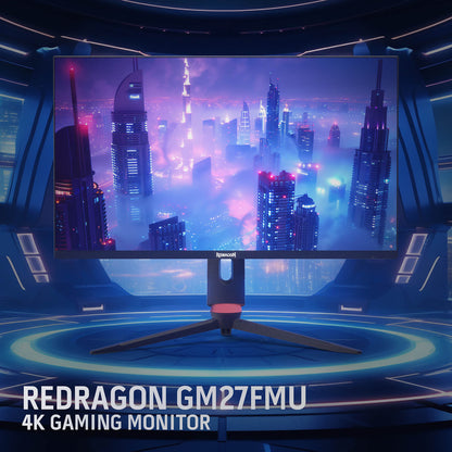 Redragon 27" 4K Flat Gaming Monitor - Mini-LED, UHD 3840x2560, 160Hz, 1ms Response Time, FreeSync Premium & G-Sync Compatibility, 105% NTSC, Tilt Adjustable, HDMI/DP/Type-C Compatible, VESA Wall Mount