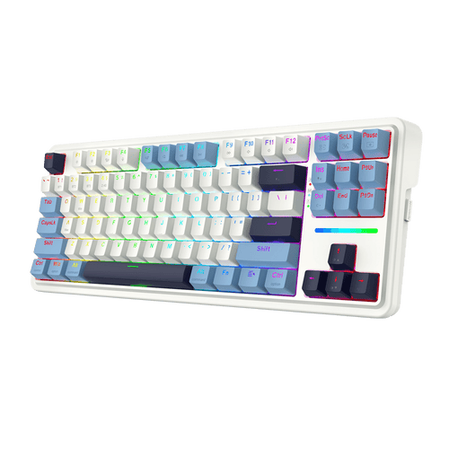 Redragon K728 PRO 80% Wireless Gasket RGB Gaming Keyboard, 3-Mode 87 Keys TKL Mechanical Keyboard w/Hot-Swap Socket, Mixed Color Keycaps & 5-Layer Noise Dampening, Custom Linear Switch