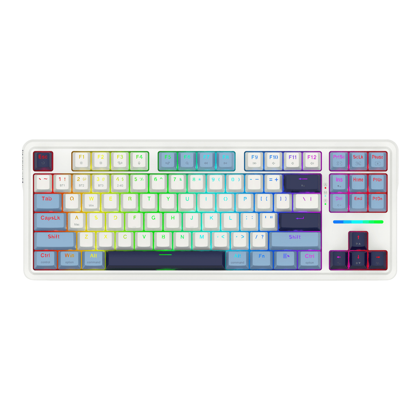 Redragon K728 PRO 80% Wireless Gasket RGB Gaming Keyboard, 3-Mode 87 Keys TKL Mechanical Keyboard w/Hot-Swap Socket, Mixed Color Keycaps & 5-Layer Noise Dampening, Custom Linear Switch