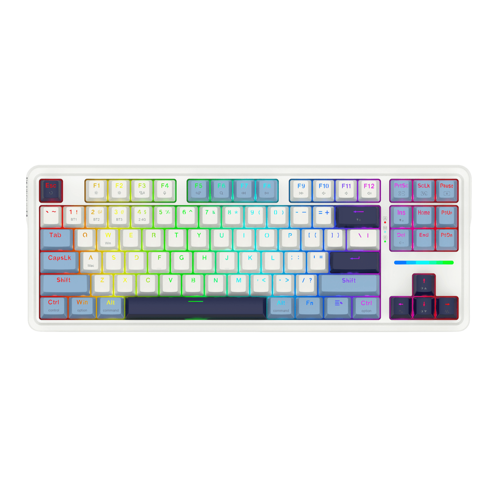 Redragon K728 PRO 80% Wireless Gasket RGB Gaming Keyboard, 3-Mode 87 Keys TKL Mechanical Keyboard w/Hot-Swap Socket, Mixed Color Keycaps & 5-Layer Noise Dampening, Custom Linear Switch