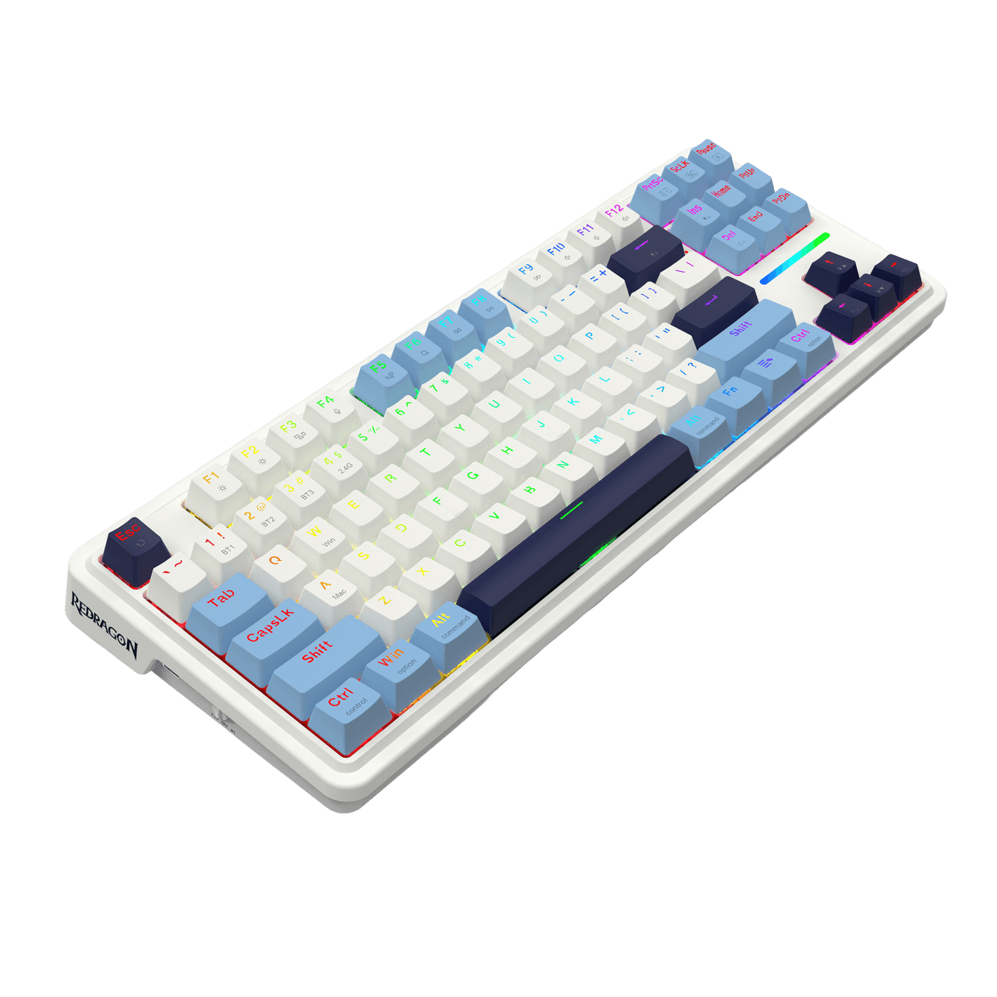 Redragon K728 PRO 80% Wireless Gasket RGB Gaming Keyboard, 3-Mode 87 Keys TKL Mechanical Keyboard w/Hot-Swap Socket, Mixed Color Keycaps & 5-Layer Noise Dampening, Custom Linear Switch