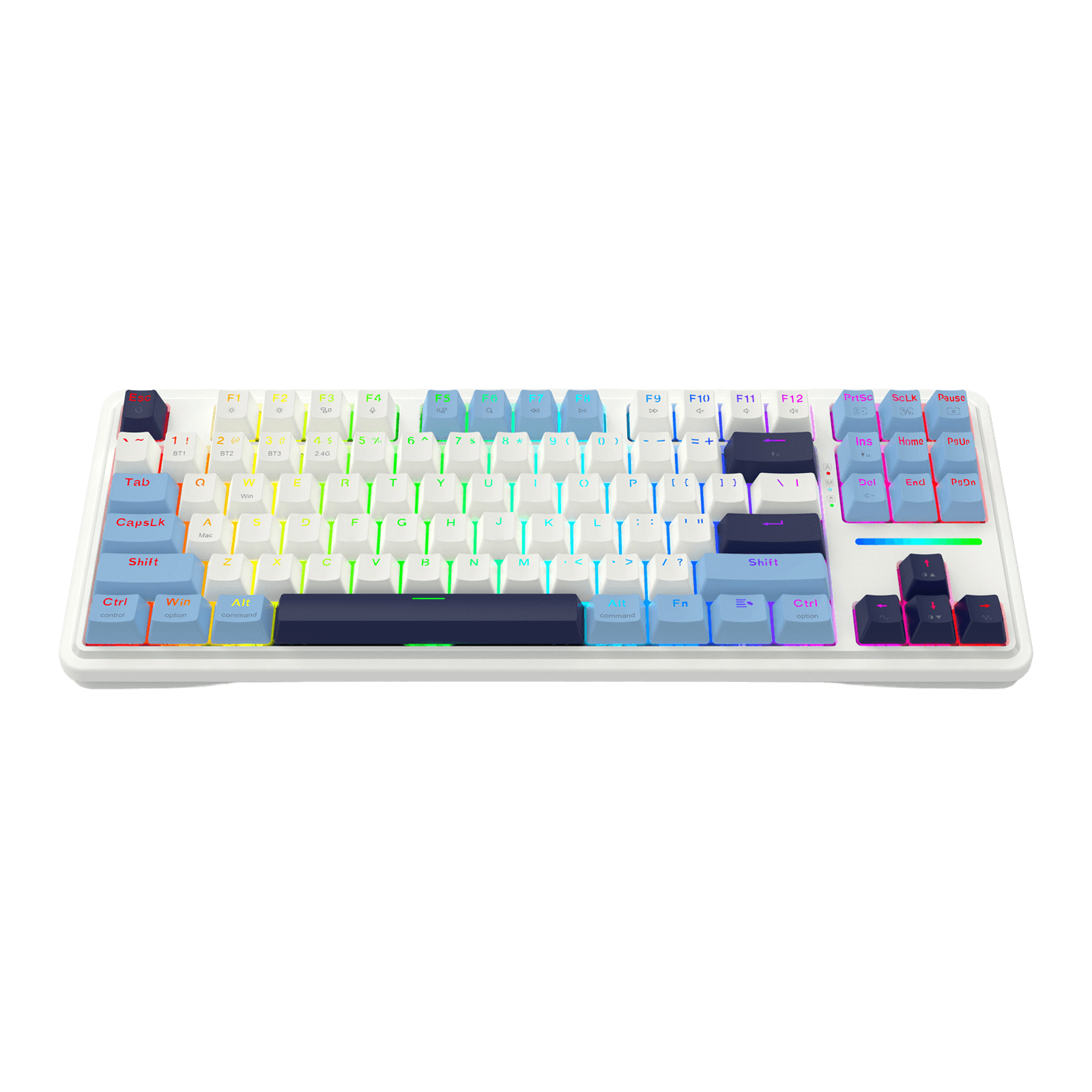 Redragon K728 PRO 80% Wireless Gasket RGB Gaming Keyboard, 3-Mode 87 Keys TKL Mechanical Keyboard w/Hot-Swap Socket, Mixed Color Keycaps & 5-Layer Noise Dampening, Custom Linear Switch