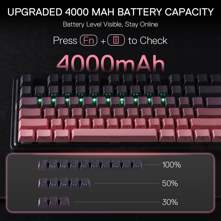 Redragon K728SP RGB Pro Antonium Pro Pink TKL Gasket Wireless Mechanical Keyboard