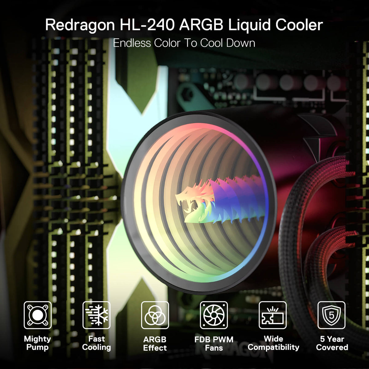 Aggro Radiator Redragon ARGB Liquid Cooling System with 3300 RPM Radiator – Redragonshop