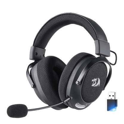 Redragon H858 3-Mode Wireless Gaming Headset, 7.1 Surround Sound, 53 mm Drivers, Memory Foam Ear Pads, Detachable Noise-canceling Microphone, Over-Ear Headphones Works for Mobile, PC/PS5/NS