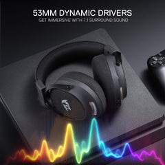 Redragon H858 Wireless Gaming Headset, 7.1 Surround Sound, 3-Mode 2.4GHz USB Gaming Headphones with Bluetooth 5.4, 20H Battery, Wireless Headset for PC PS5 PS4 Mac Switch