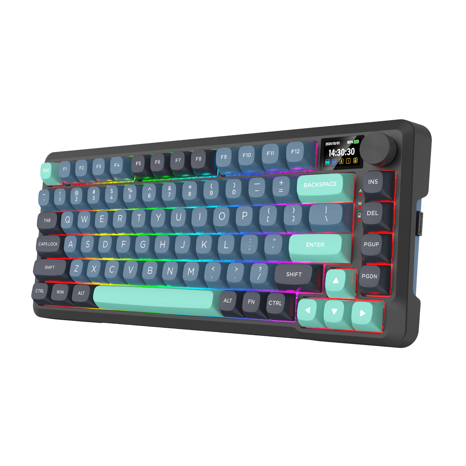 Redragon K724 PRO Wireless Gasket Gaming Keyboard w/Hype Screen & Knob, 81-Key Mechanical Keyboard, Easy-Control 1.14’’ TFT Info Display, 5-Layer Noise Dampening, Custom Linear Switch, Dark Jade Color