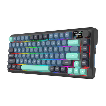 Redragon K724 PRO Wireless Gasket Gaming Keyboard w/Hype Screen & Knob, 81-Key Mechanical Keyboard, Easy-Control 1.14’’ TFT Info Display, 5-Layer Noise Dampening, Custom Linear Switch, Dark Jade Color