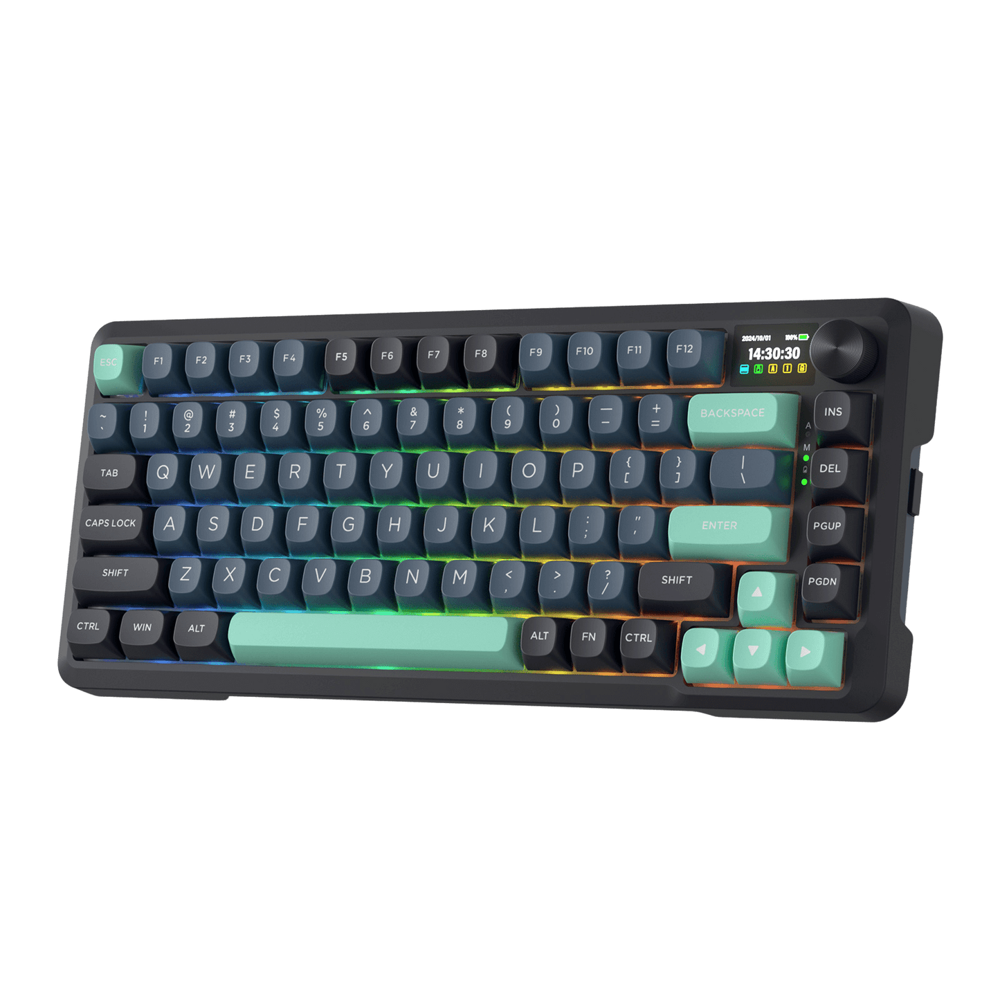 Redragon K724 PRO Wireless Gasket Gaming Keyboard w/Hype Screen & Knob, 81-Key Mechanical Keyboard, Easy-Control 1.14’’ TFT Info Display, 5-Layer Noise Dampening, Custom Linear Switch, Blue and Black