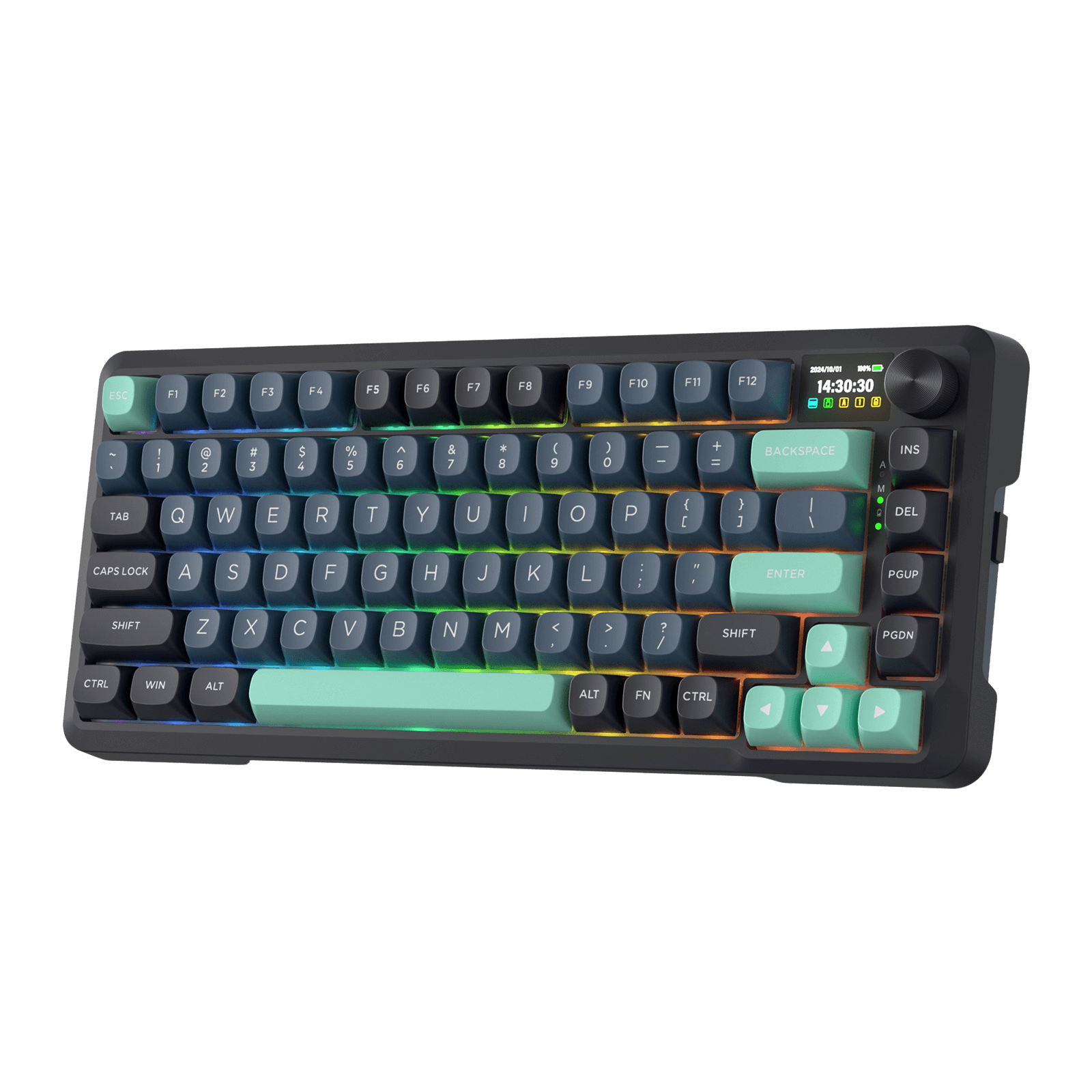 Redragon K724 PRO Wireless Gasket Gaming Keyboard w/Hype Screen & Knob, 81-Key Mechanical Keyboard, Easy-Control 1.14’’ TFT Info Display, 5-Layer Noise Dampening, Custom Linear Switch, Blue and Black