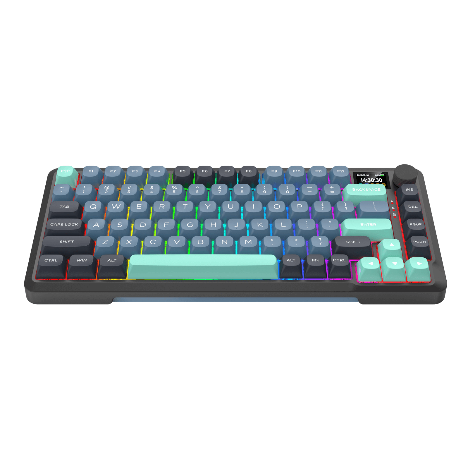 Redragon K724 PRO Wireless Gasket Gaming Keyboard w/Hype Screen & Knob, 81-Key Mechanical Keyboard, Easy-Control 1.14’’ TFT Info Display, 5-Layer Noise Dampening, Custom Linear Switch, Dark Jade Color