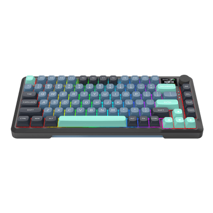 Redragon K724 PRO Wireless Gasket Gaming Keyboard w/Hype Screen & Knob, 81-Key Mechanical Keyboard, Easy-Control 1.14’’ TFT Info Display, 5-Layer Noise Dampening, Custom Linear Switch, Dark Jade Color