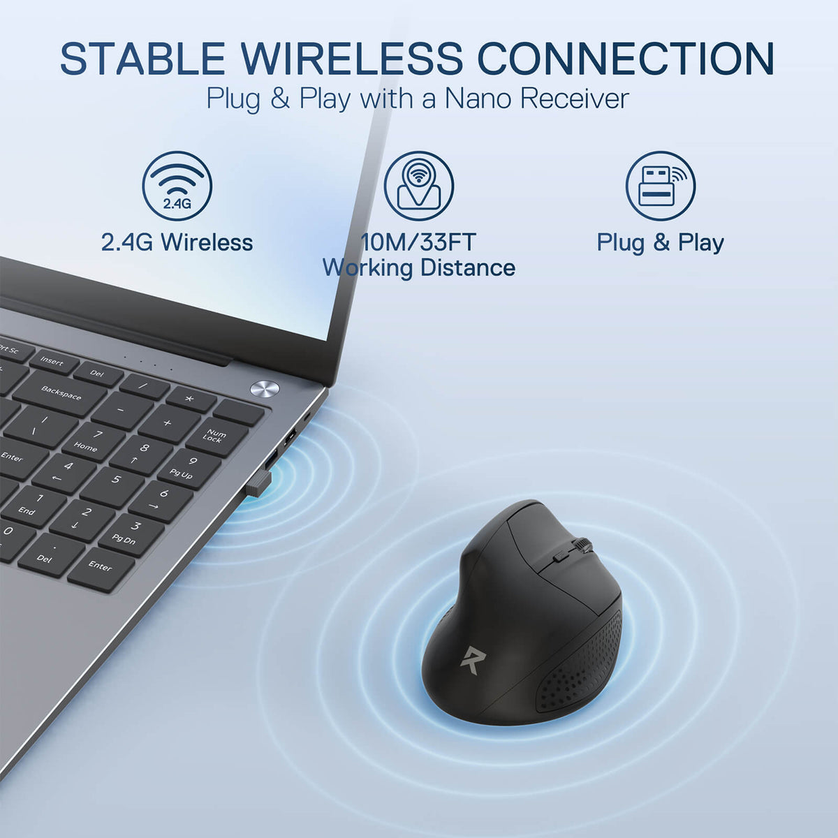 Redragon BM-4033 Wireless Vertical Ergonomic Mouse for Work & Office ...