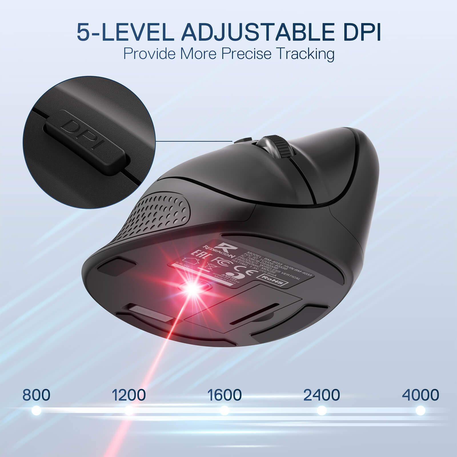Redragon BM-4033 Wireless Vertical Ergonomic Mouse for Work